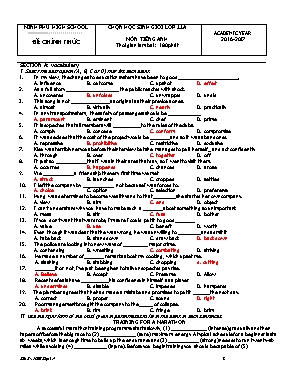 Đề chọn học sinh giỏi môn Tiếng Anh Lớp 11 - Năm học 2016-2017 - Trường THPT Minh Phú